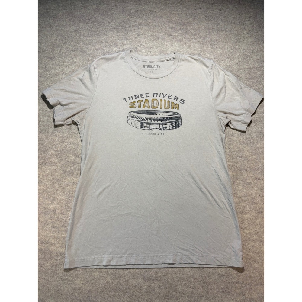 Steel City Pittsburgh Three Rivers Stadium Graphic Tee Gray Mens Large